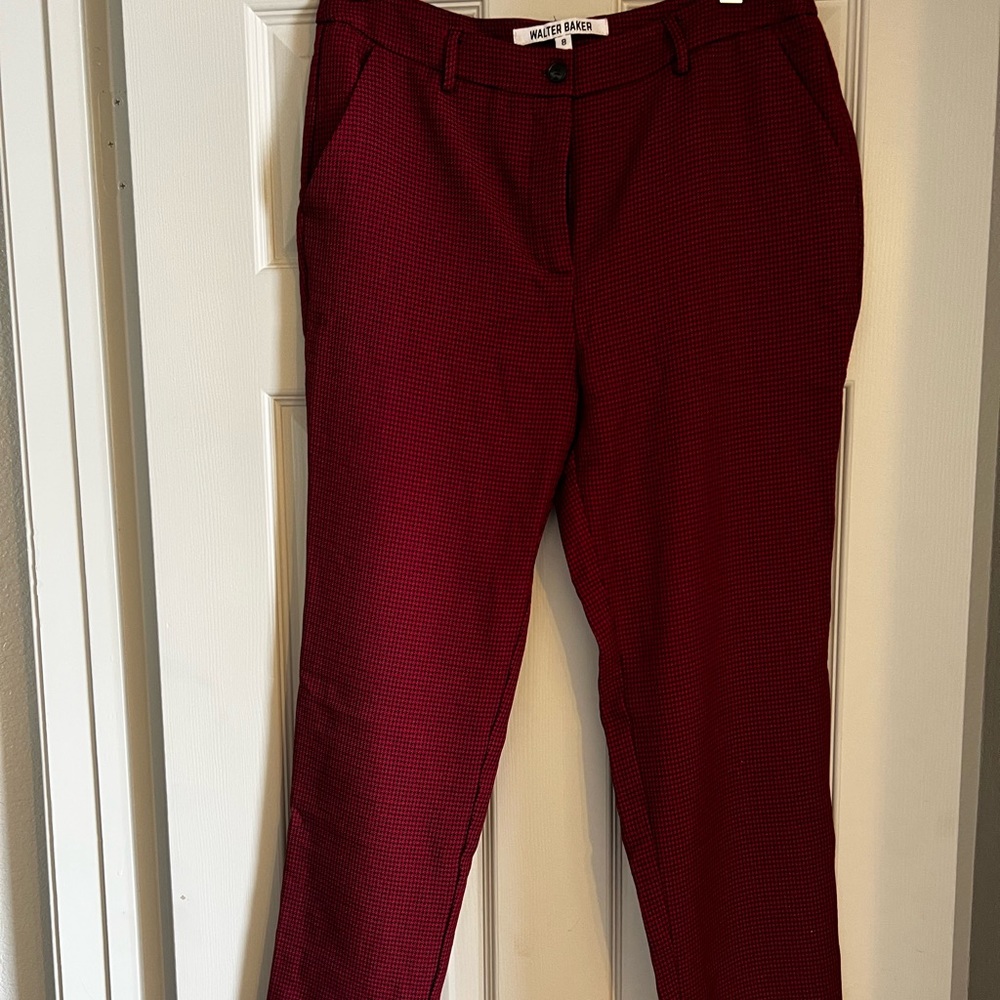 Red hounds tooth trousers